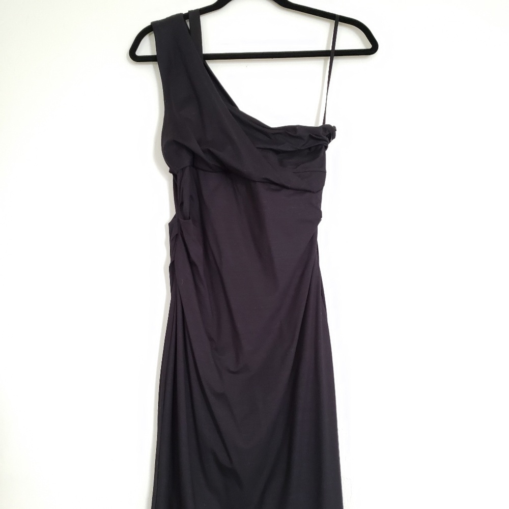 DVF Solid Black One Shoulder Mini Dress LBD